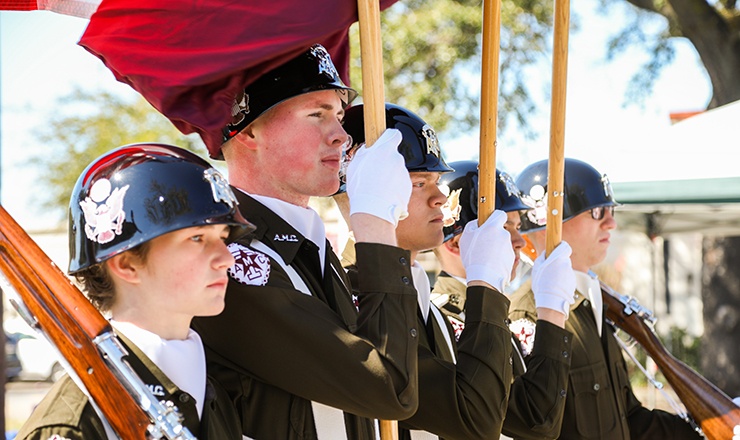 the fish drill team flag bearers