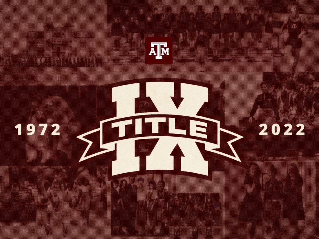 maroon graphic that says Title IX 1972-2022