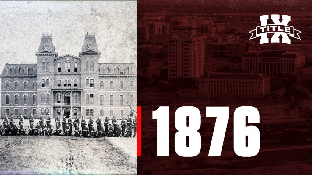Title IX, 1876 and a photo of Old Main