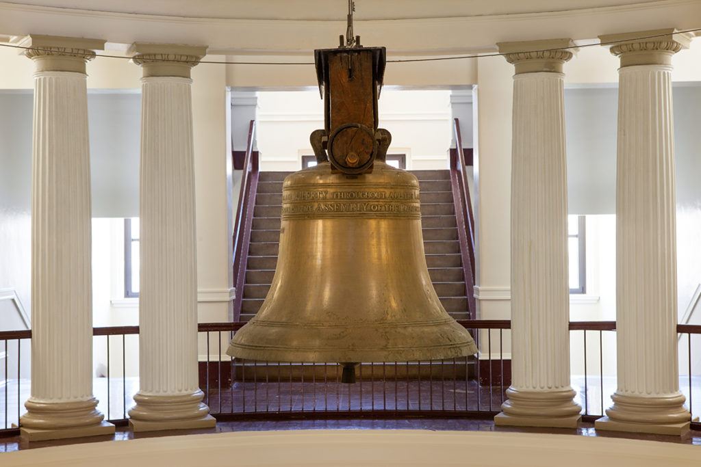 a closeup shot of the Texas Liberty Bell