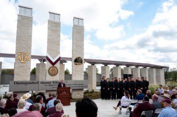 The unveiling ceremony of the Distinguished Alumni Tribute at Aggie Park on Sept. 17, 2022.