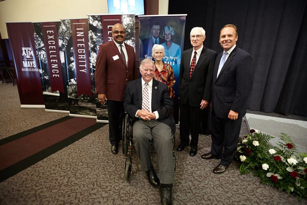 L to R: Eli Jones, Lowry Mays, Peggy Mays, Benton Cocanougher, and Jerry Strawser