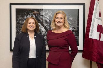 President M. Katherine Banks standing next to Christine Wormuth