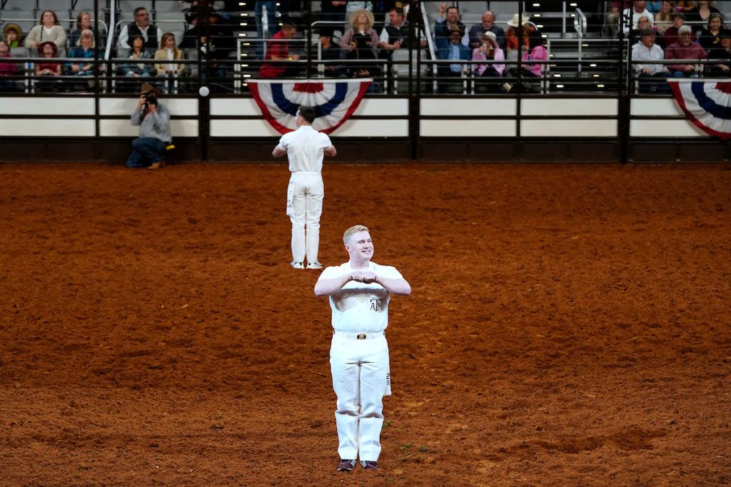 Texas A&M Yell Leaders at the rodeo