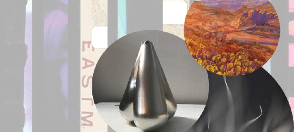 artist's graphic featuring works from the faculty biennial