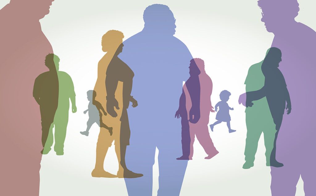 a drawing of people who may be considered overweight
