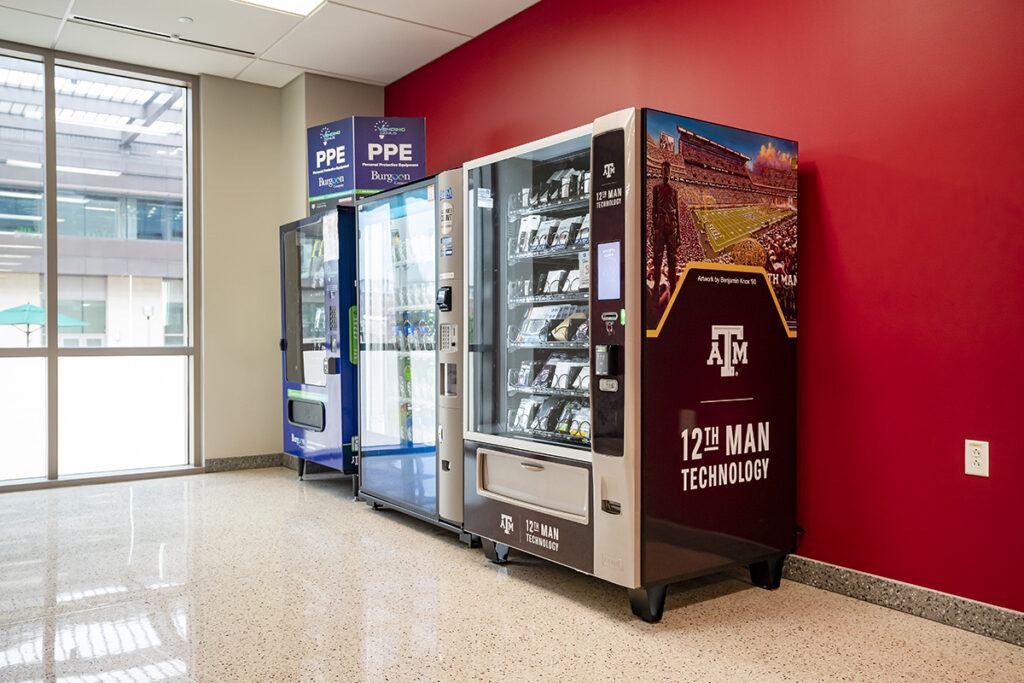The 12th Man Technology vending machine in the Zachry building
