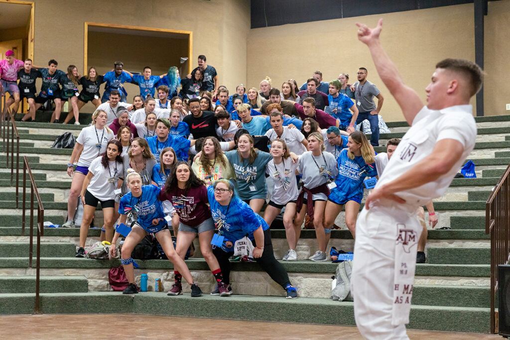 Yell Leader leading yells at T-Camp