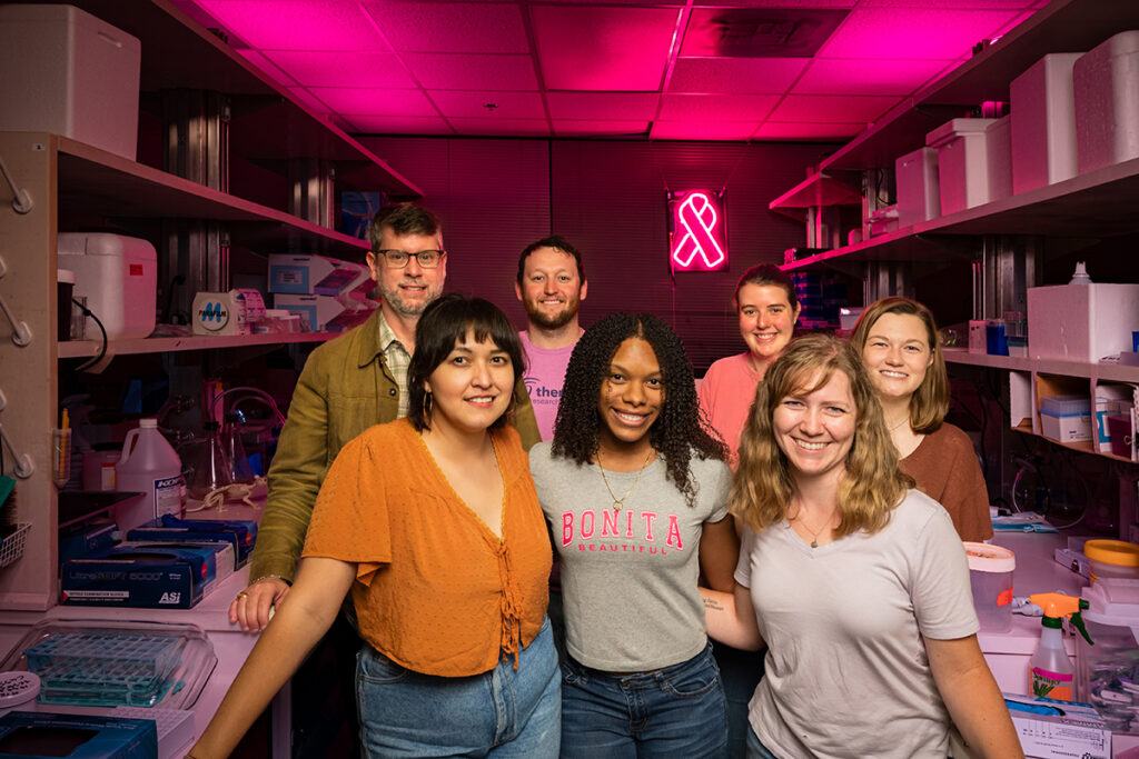 (Front l-r): Lily Sanchez, Ramiah Vickers, Ramsey Jenschke; (Back l-r): Dr. Weston Porter, Dr. Garhett Wyatt, Sarah Foss, Madelyn Spooner-Harris