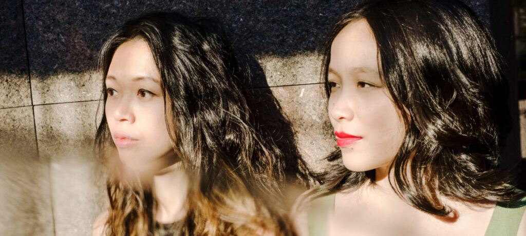 A portrait of two women.