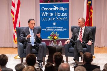 (l-r) Secretary Henry Cisneros and Director of the Mosbacher Institute Raymond Robertson