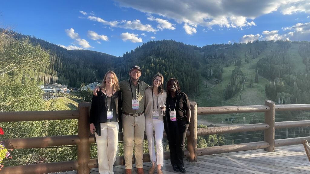 left to right: Rachel Steinmetz (University of Colorado Anschutz), Dr. Garhett Wyatt, Kelsey Kines (University of Colorado Anschutz), and Hannah Carter at the MBCRC conference