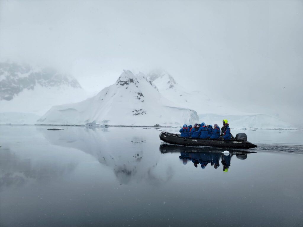 A small group on expedition in a boat