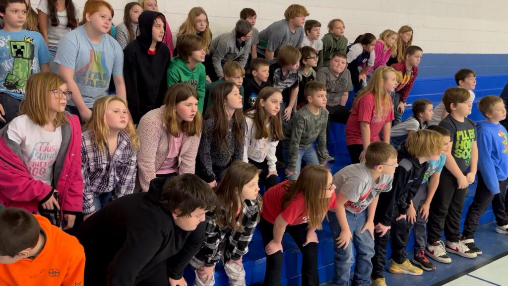 Ramage Rams Yell Practice in the school gym