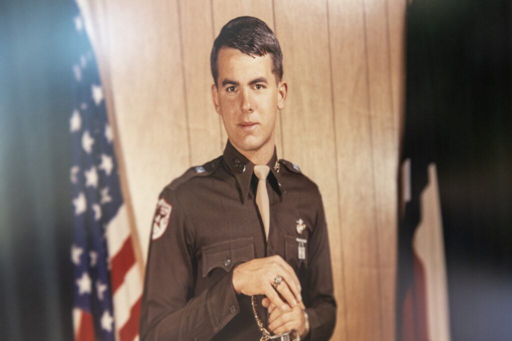 A photo of a Texas A&M University cadet's portrait.