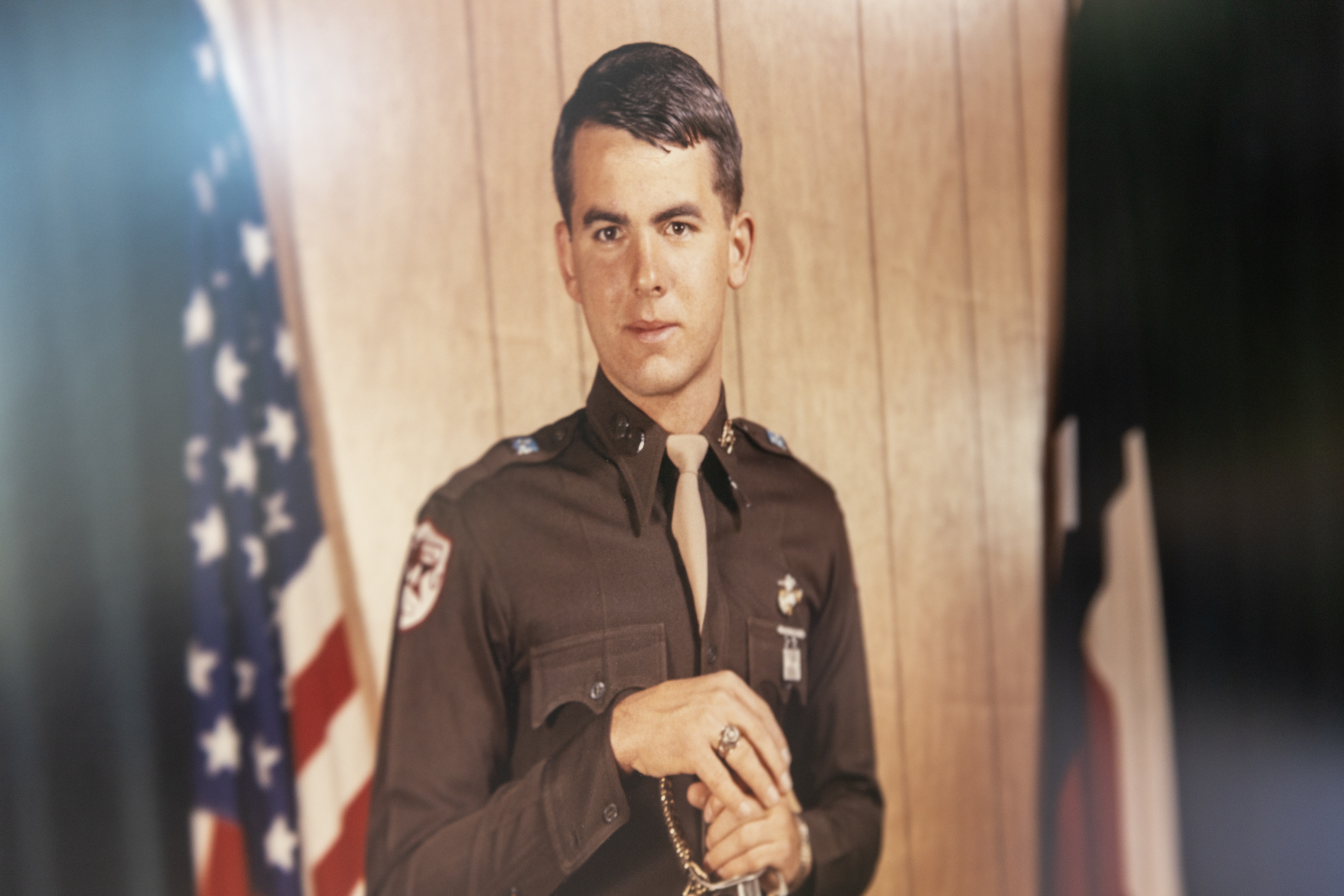 A photo of a Texas A&M University cadet's portrait.