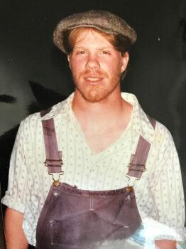 Marc Menchaca in costume while a student at Texas A&M, acting in a campus production of the play "Of Mice and Men."