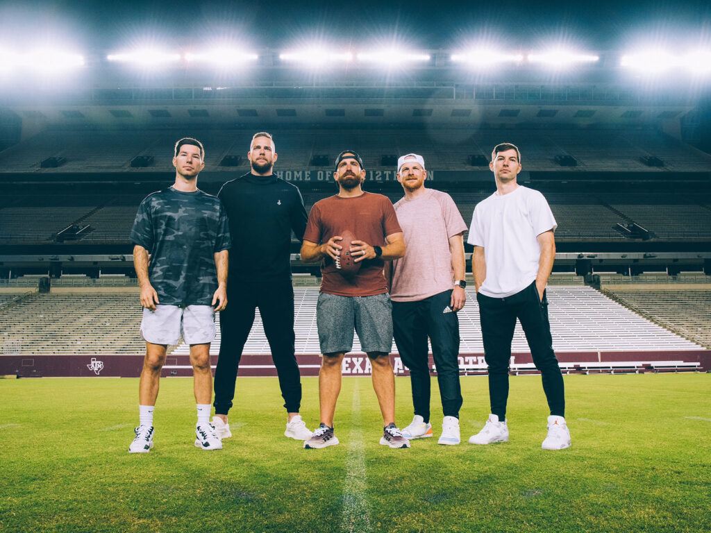 Dude Perfect posing at Texas A&M's Kyle Field