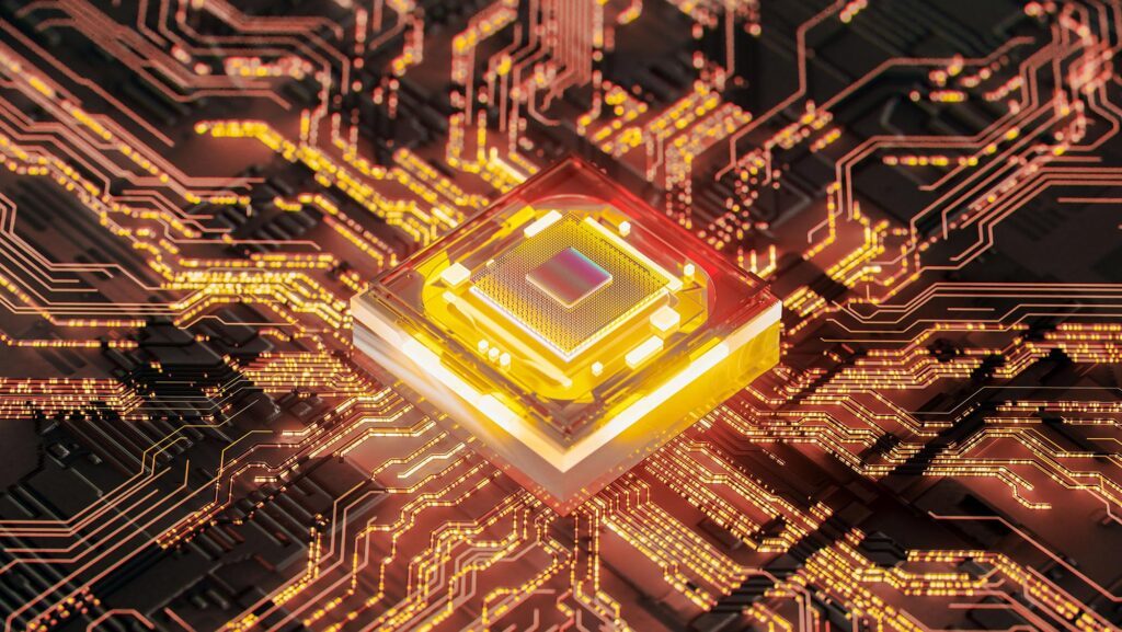 Artist's rendering of a CPU