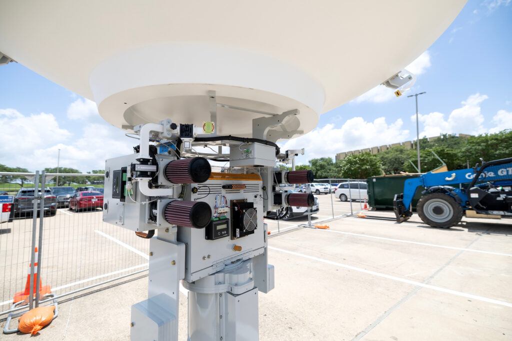 A view of the electronics underneather the new Climavision weather radar to be installed on the O&M Building on the Texas A&M University campus.