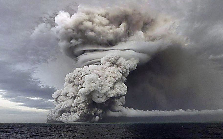 The Hunga Tonga volcano, pictured during its eruption on January 14-15, 2022