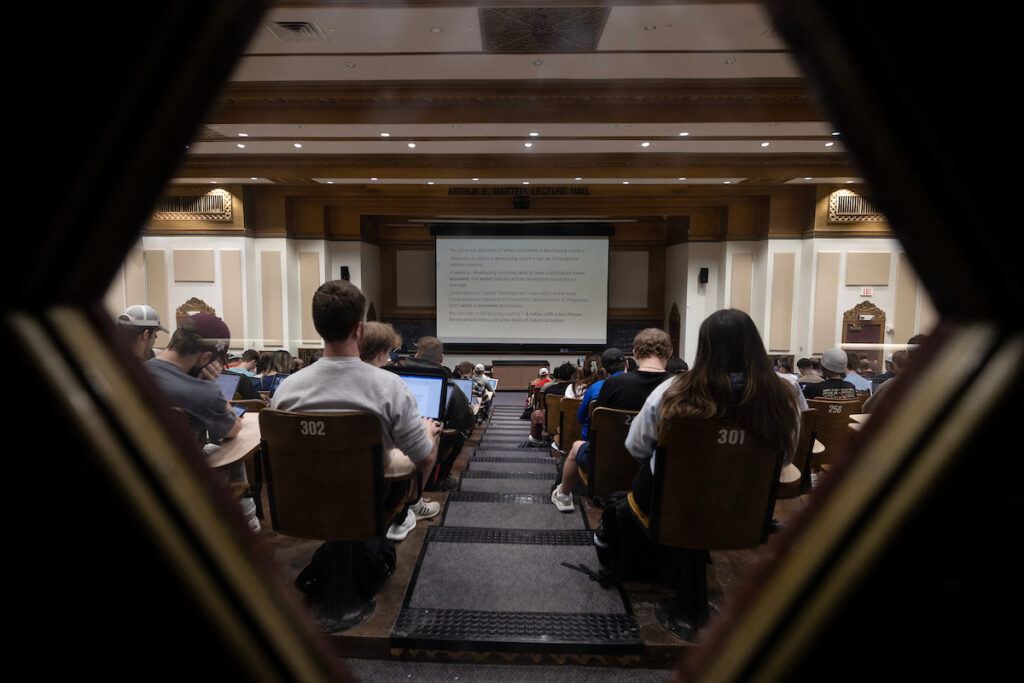 a classroom full of students