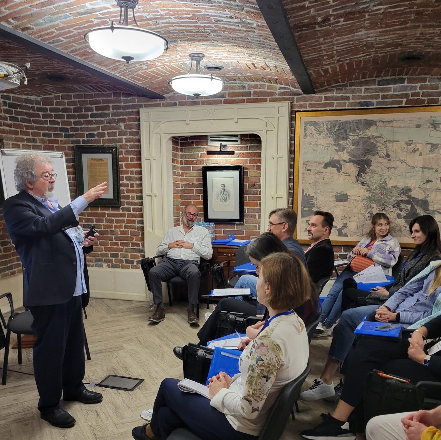 College of Medicine Professor Dr. Israel Liberzon leading a training class in Lviv, Ukraine in October 2023.