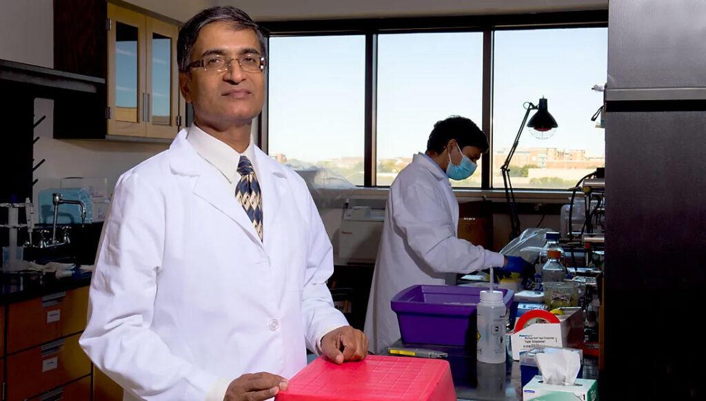 Dr. Mansoor A. Khan in his lab