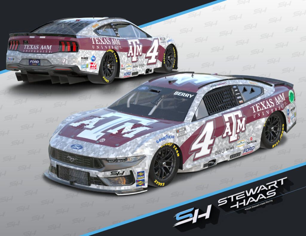 A rendering of the No. 4 Texas A&M University-sponsored racecar, with a paint scheme honoring the nation's veterans.
