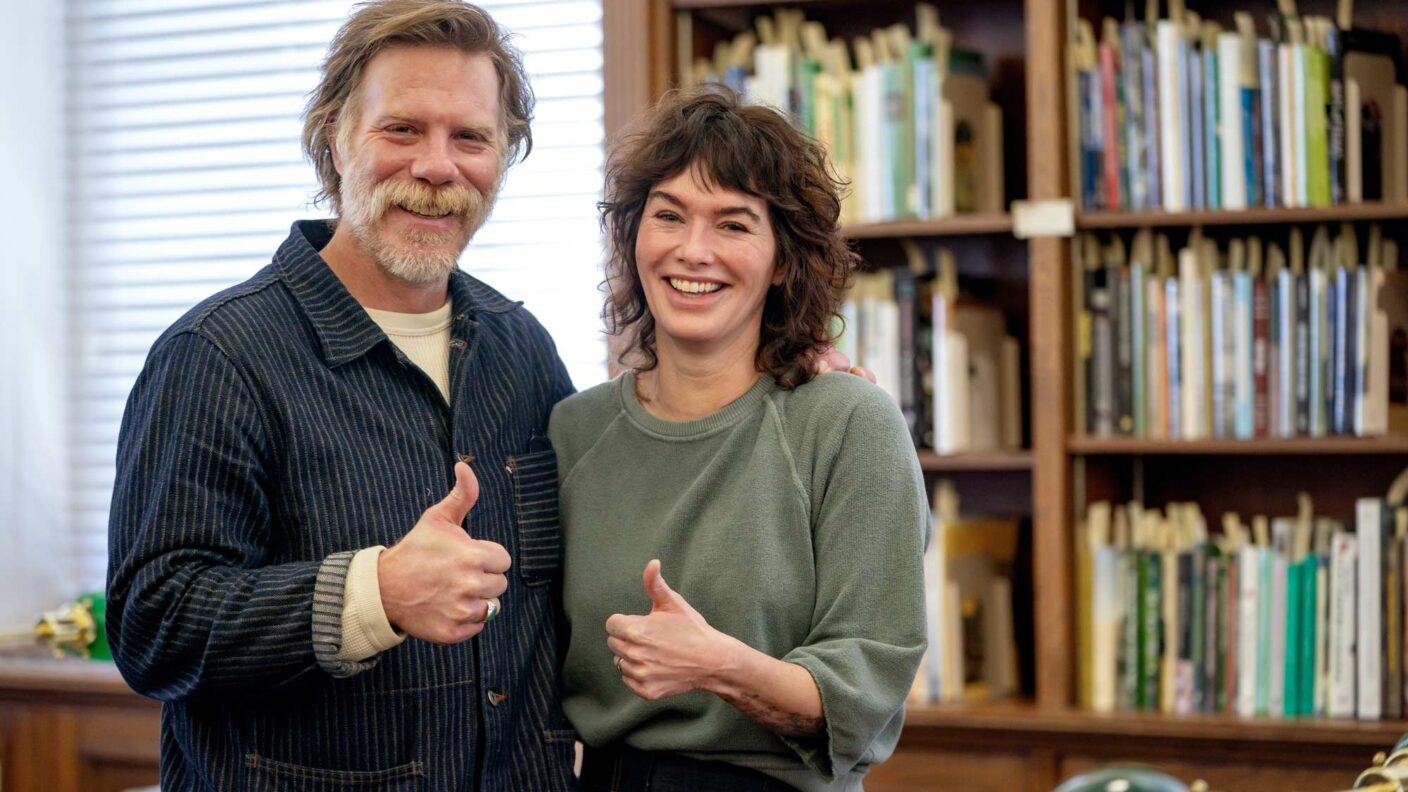 Marc Menchaca '98 with his wife Lena Headey during a visit to Cushing Library on Nov. 30, 2024