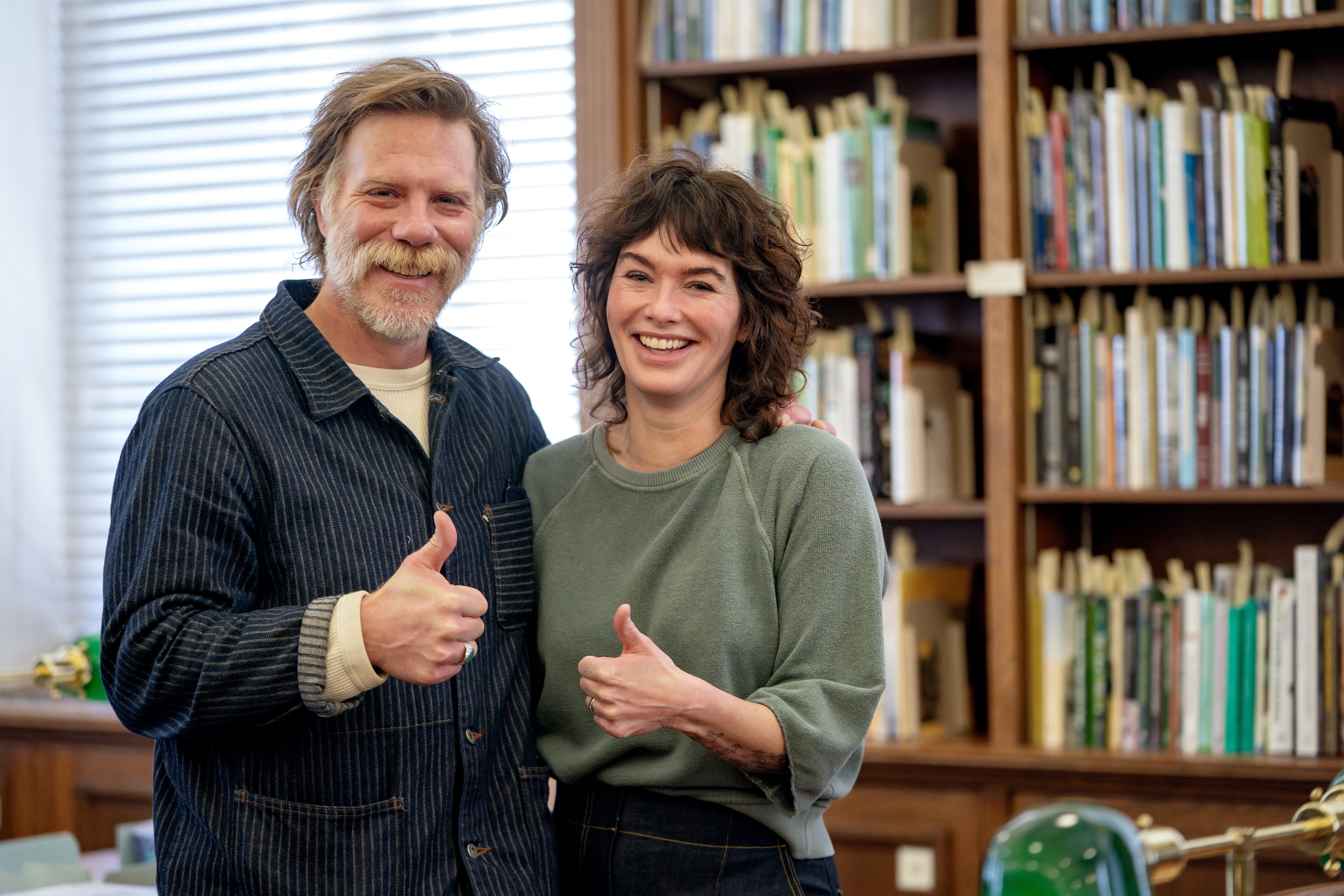 Marc Menchaca '98 with his wife Lena Headey during a visit to Cushing Library on Nov. 30, 2024