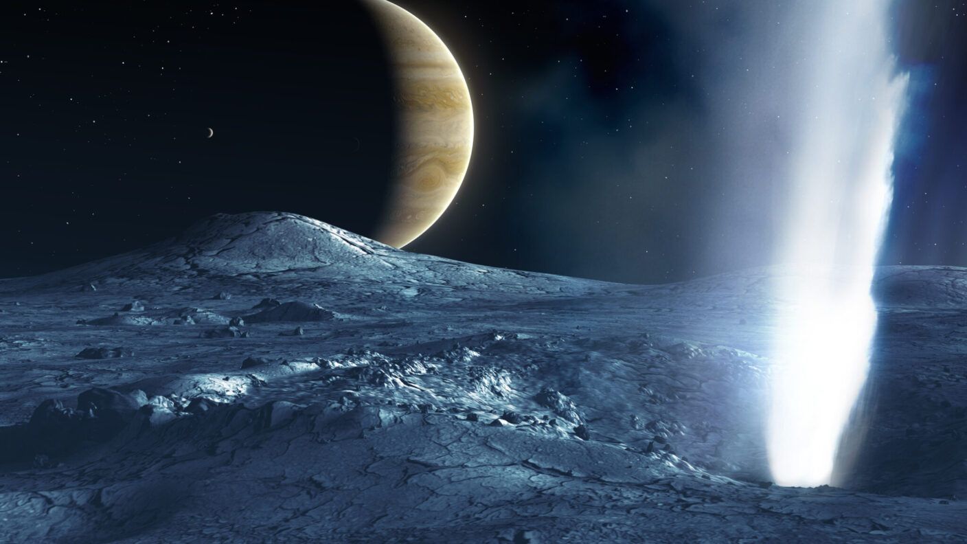 A geyser on Jupiter's moon Europa.