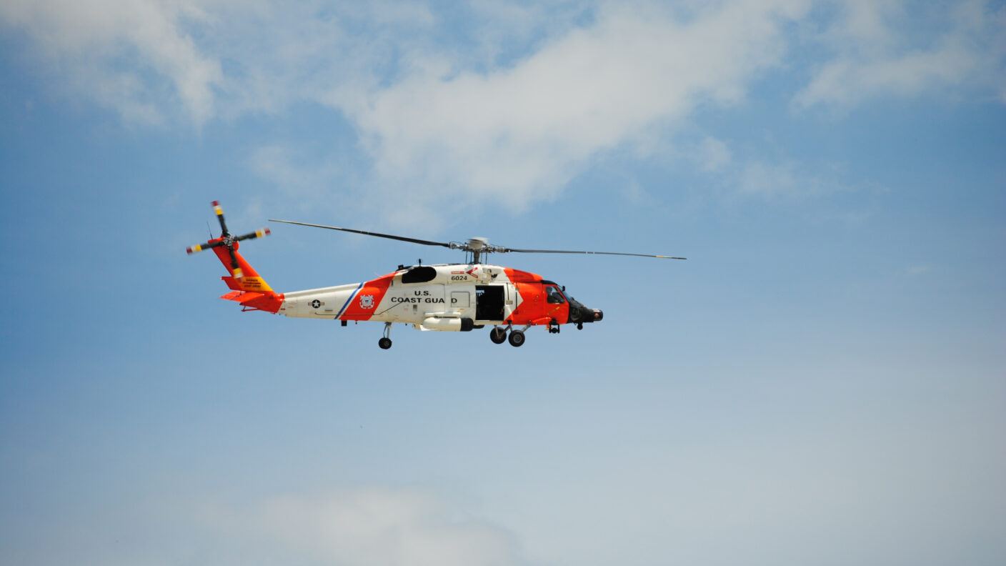 Coast Guard helicopter in flight