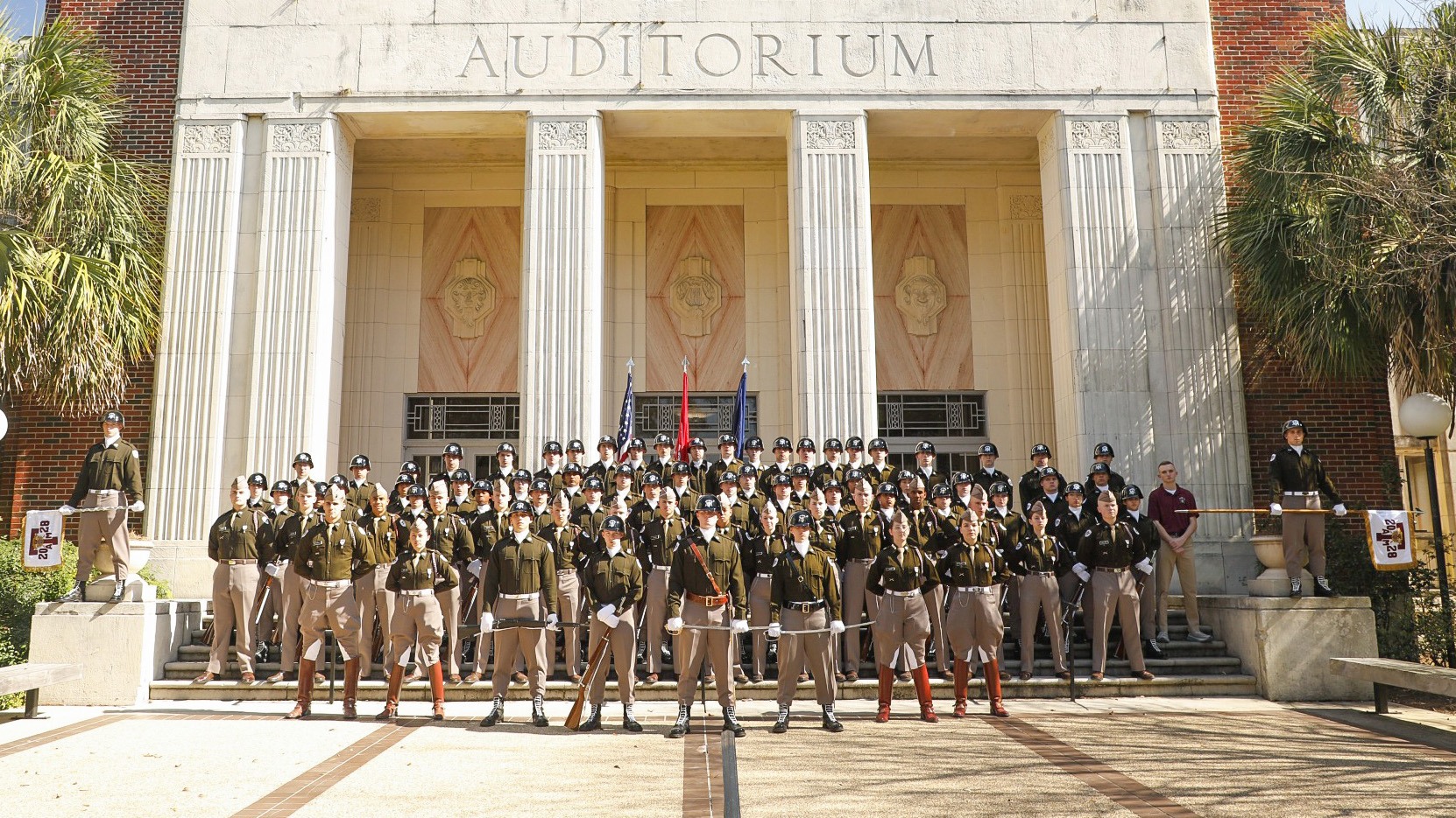 A photo of the Fish Drill Team from the Texas A&M University Corps of Cadets