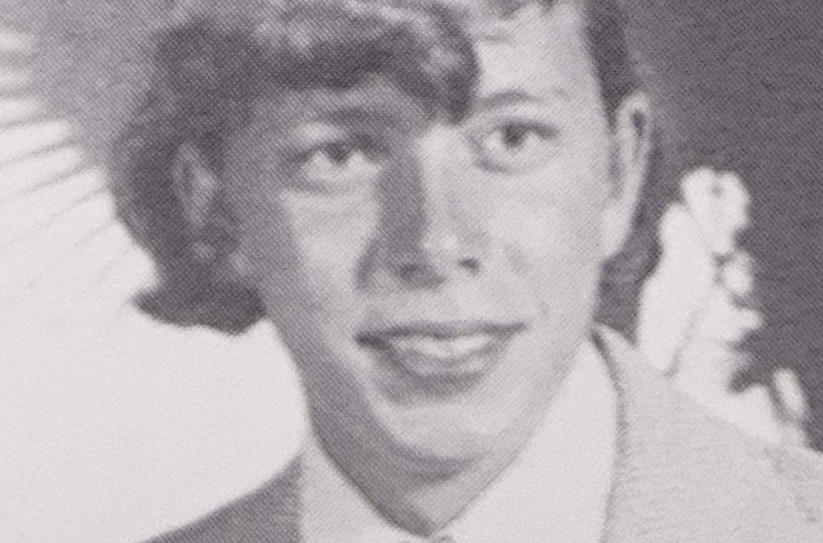 Black and white photo of Mike Fossum in high school