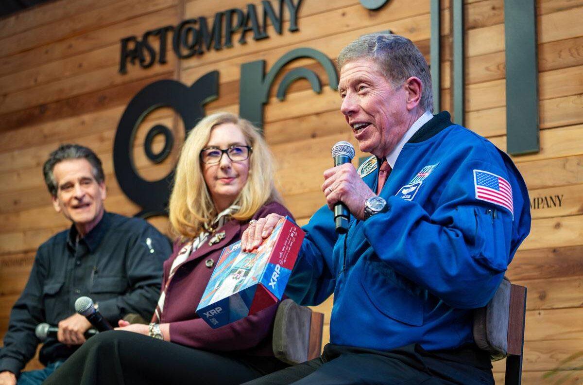 Col. (Ret.) Michael E. Fossum speaking to the audience as part of the Fast Company Grill leadership panel