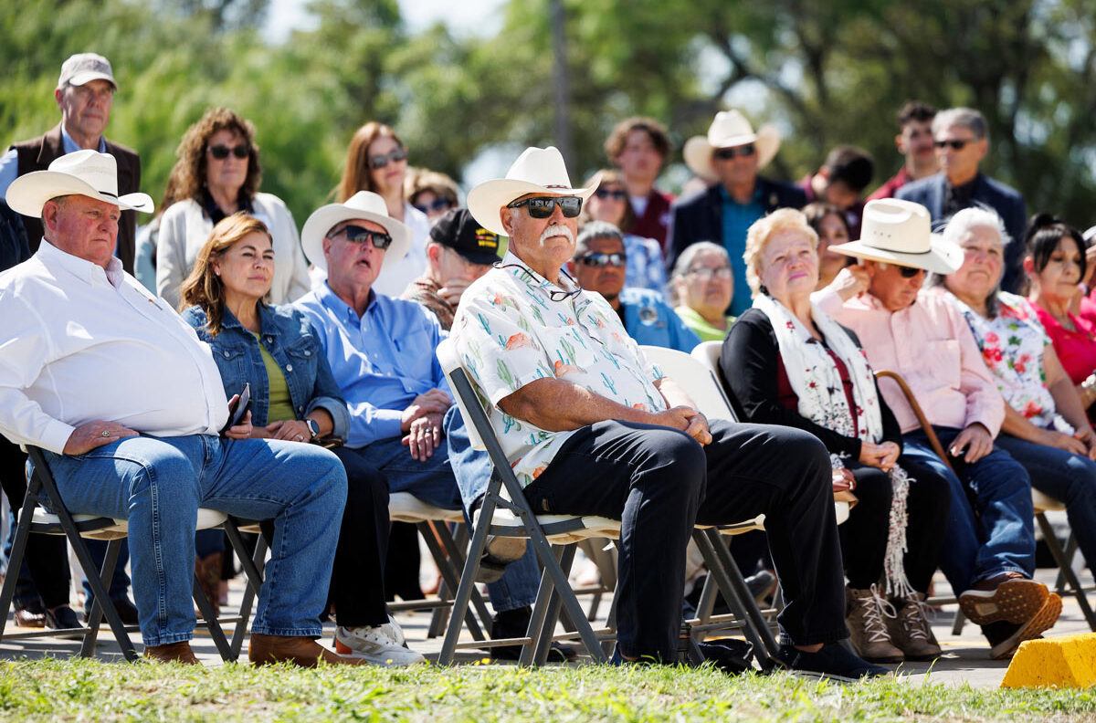 Many community members sport cowboy hats at the ribbon cutting for the Kenedy County Medical Clinic