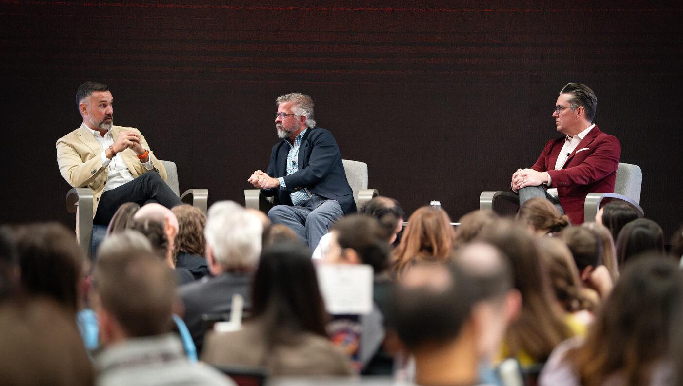 Pinkston founder and partner Christian Pinkston and president and chief brand officer Josh Robinson have a fireside chat during the workshop with Ethan Braden.