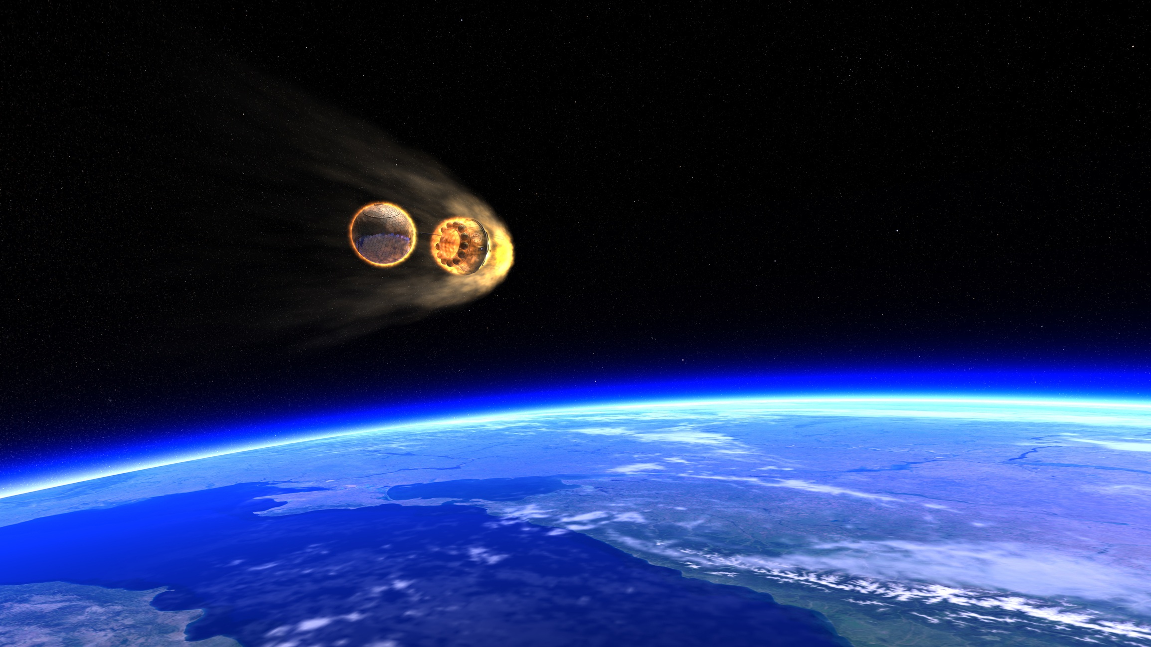 artificial illustration. reentry of spaceship reentry