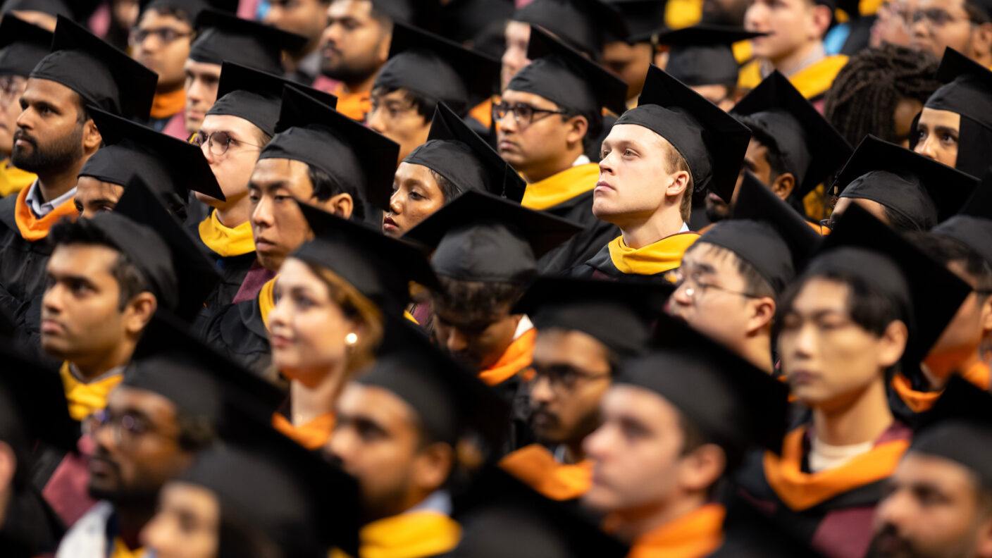 A photo of Texas A&M graduates during a commencement ceremony.