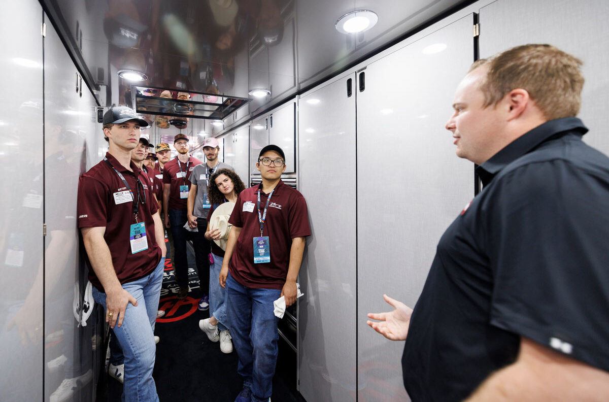 Aggies get a behind the scenes tour before the race