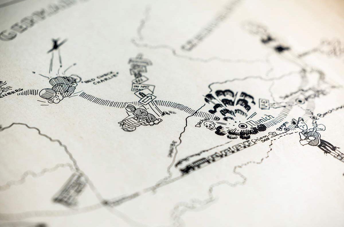 close up of an illustrated map
