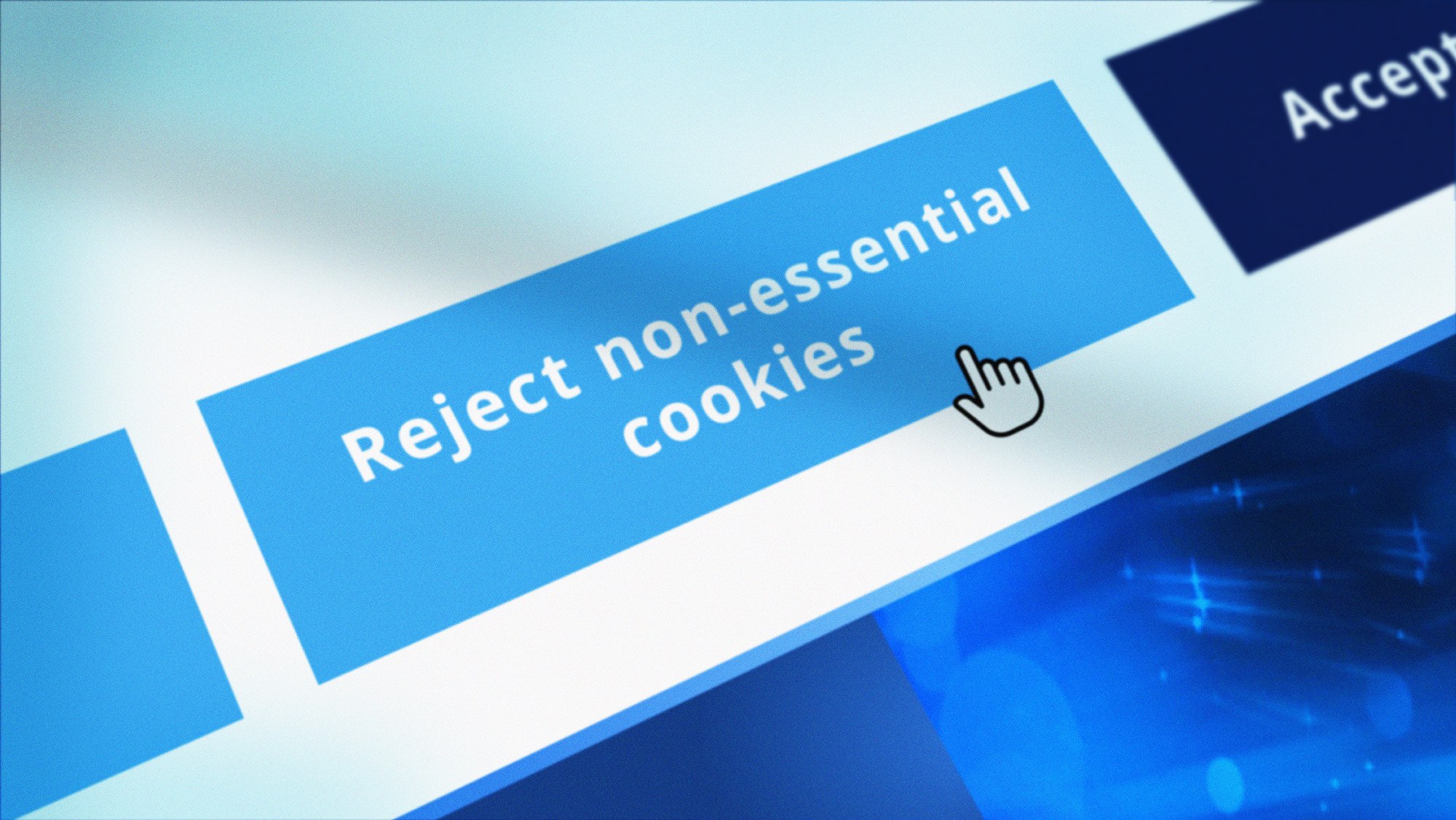 An image of a computer cursor over an internet button to reject non-essential cookies.