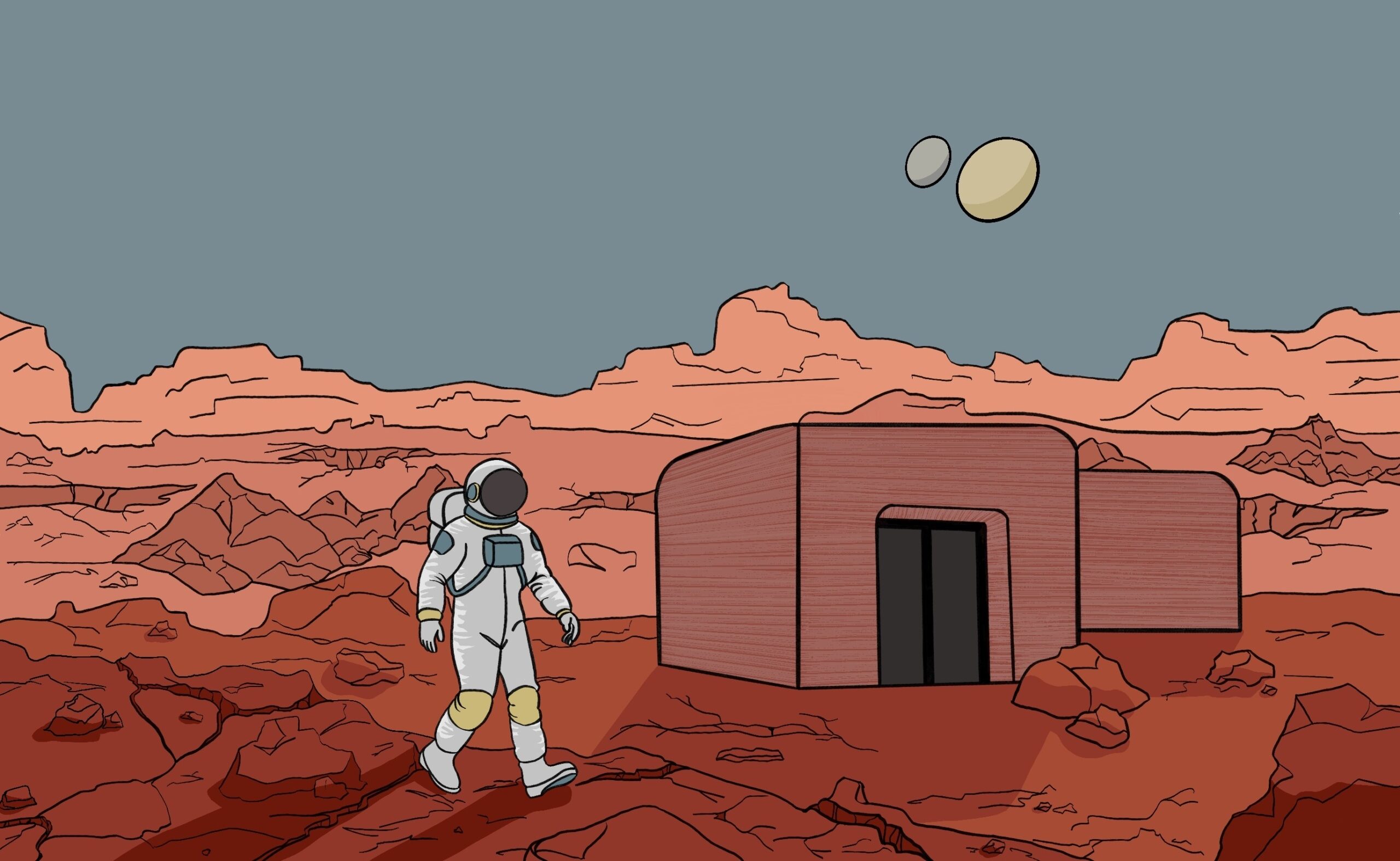 An illustration of an astronaut on Mars.