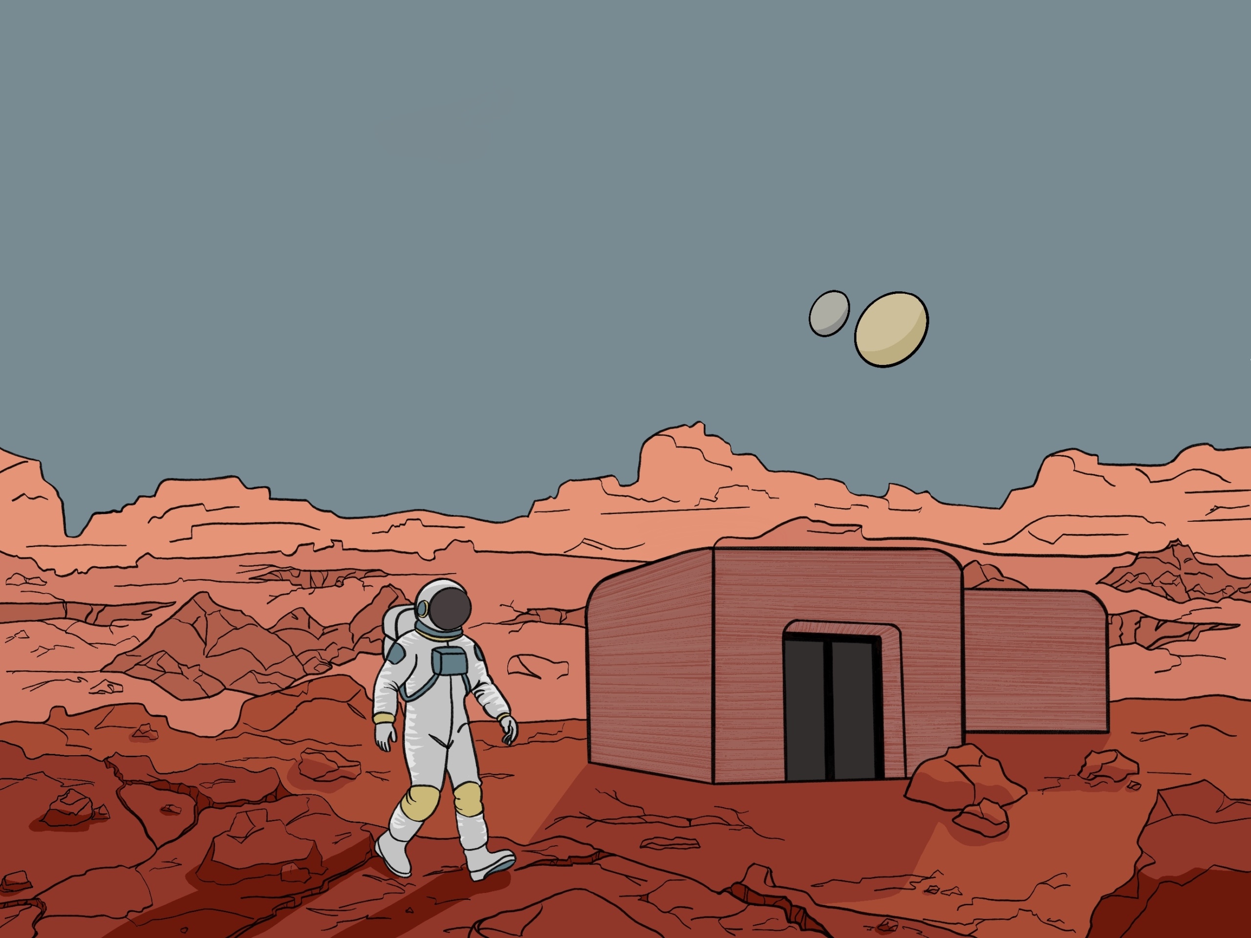 An illustration of an astronaut on Mars.