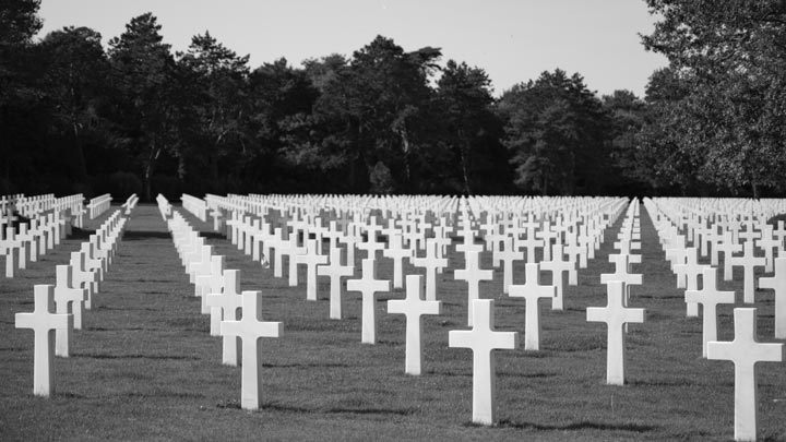 Rows of crosses at Normandy American Cemetery