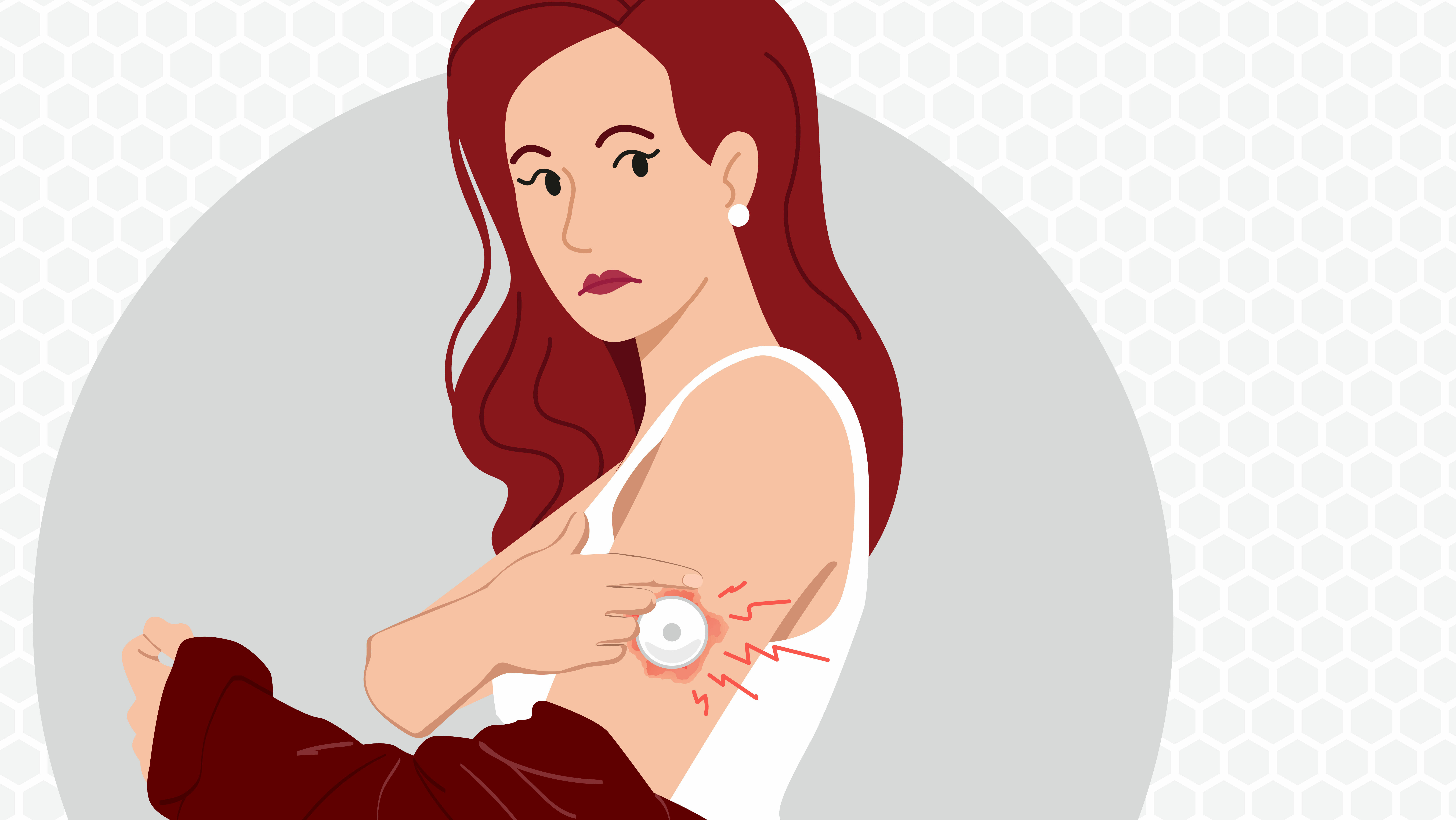 An illustration of a woman with a wearable advice on her arm