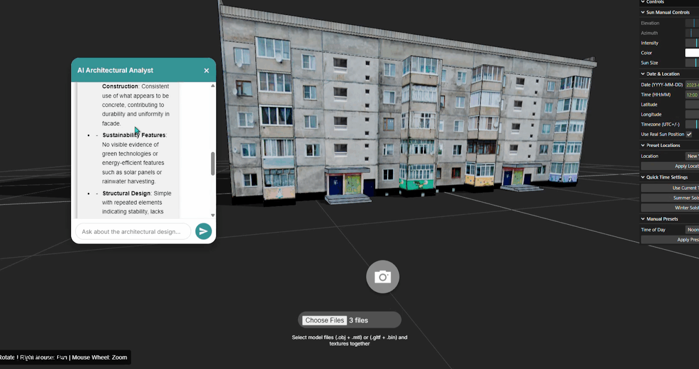 A photo of a computer screen with an artificial intelligence chatbot helping to design a multi-story building.