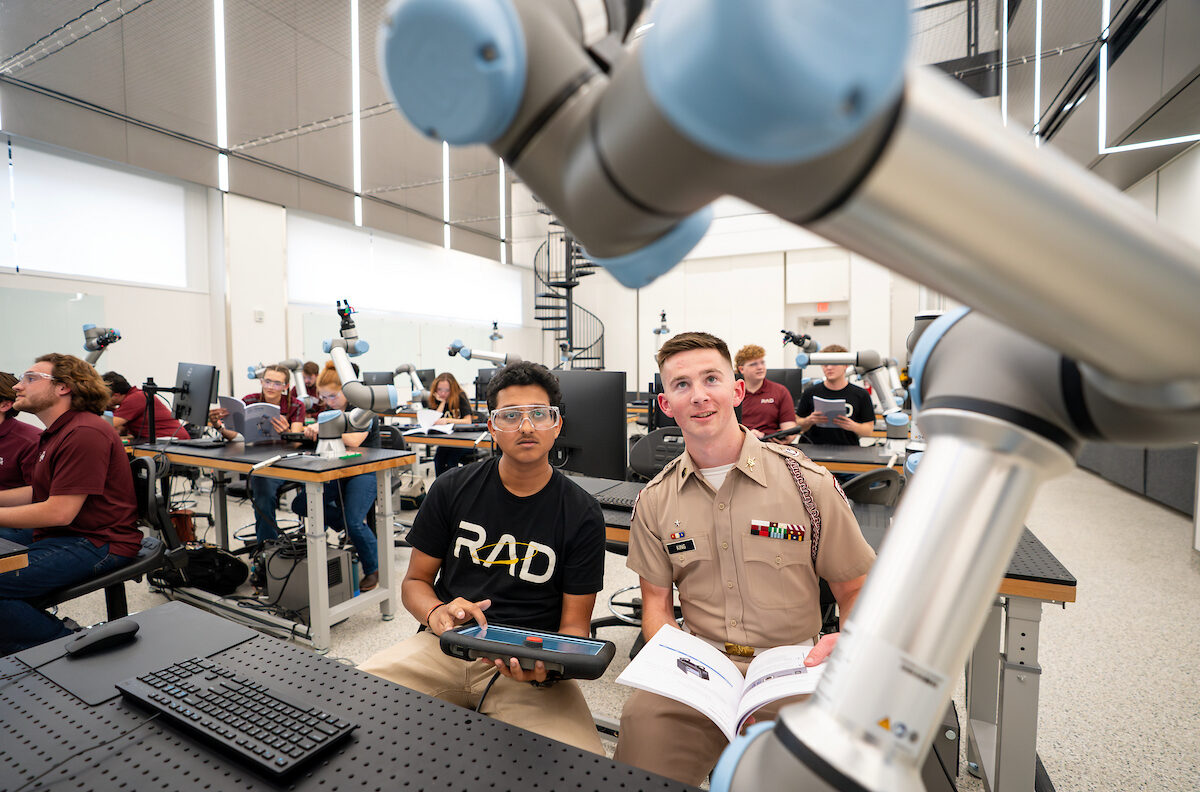 students in a robotics class