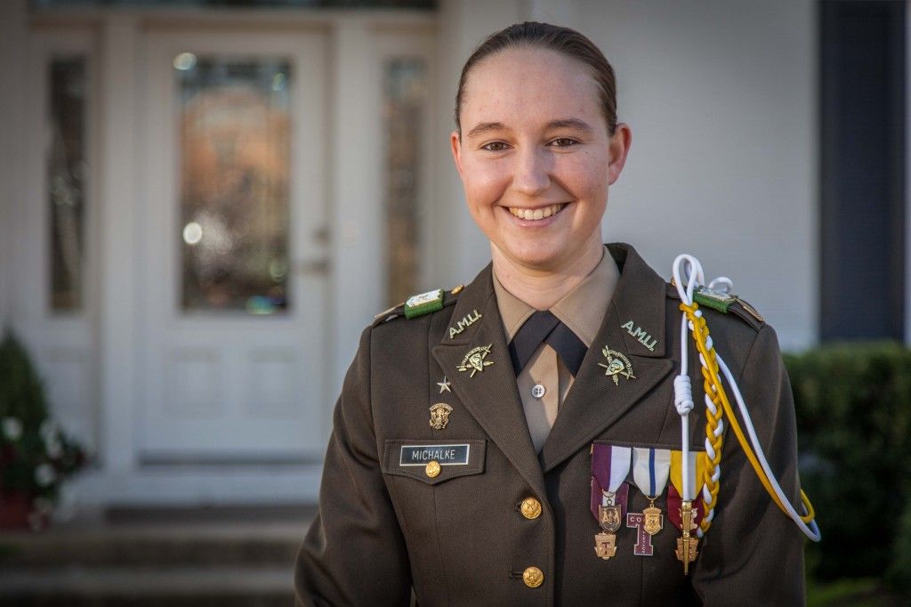 Woman posing in corp uniform